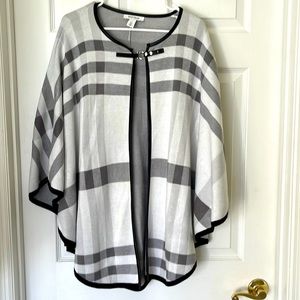 White House Black Market Plaid Sweater Cape